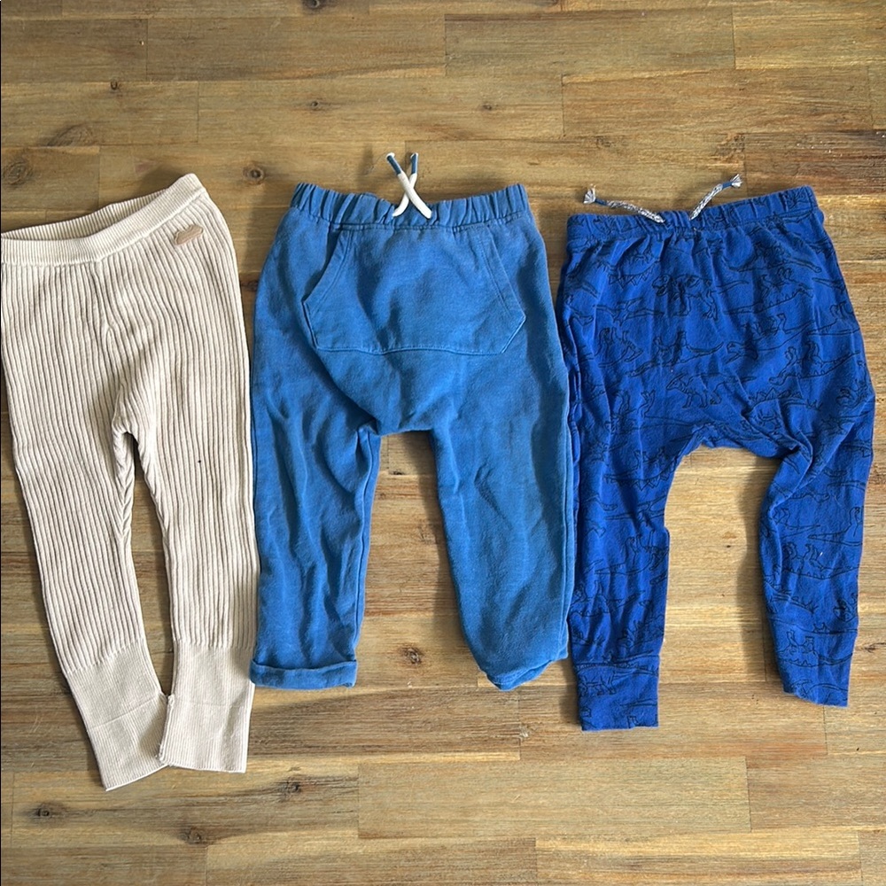 Bundle of 3 Kids' Blue and Cream Bottoms Set